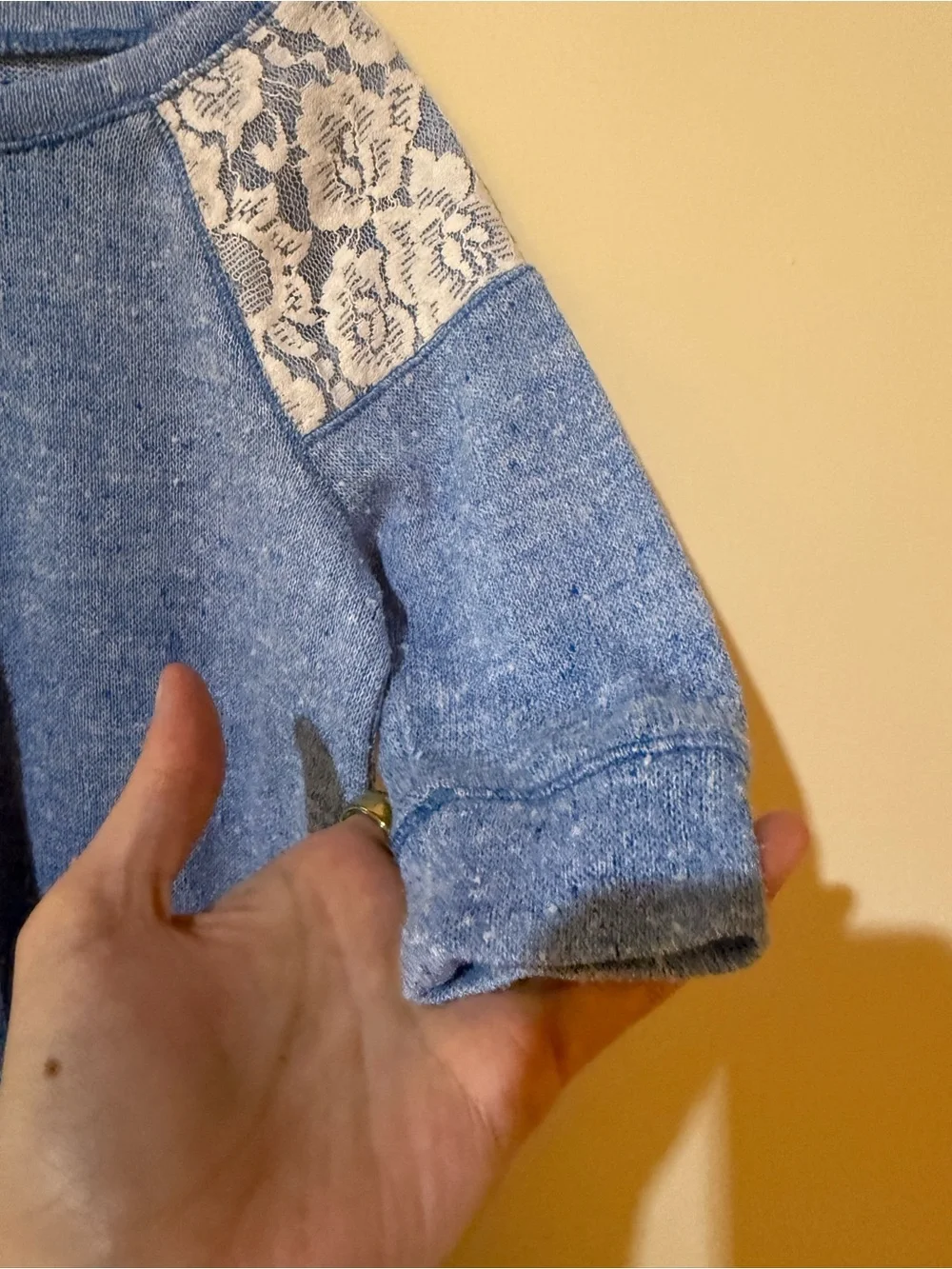 Justice | Girls’ Blue + White Lace Shoulder Sweater Top
